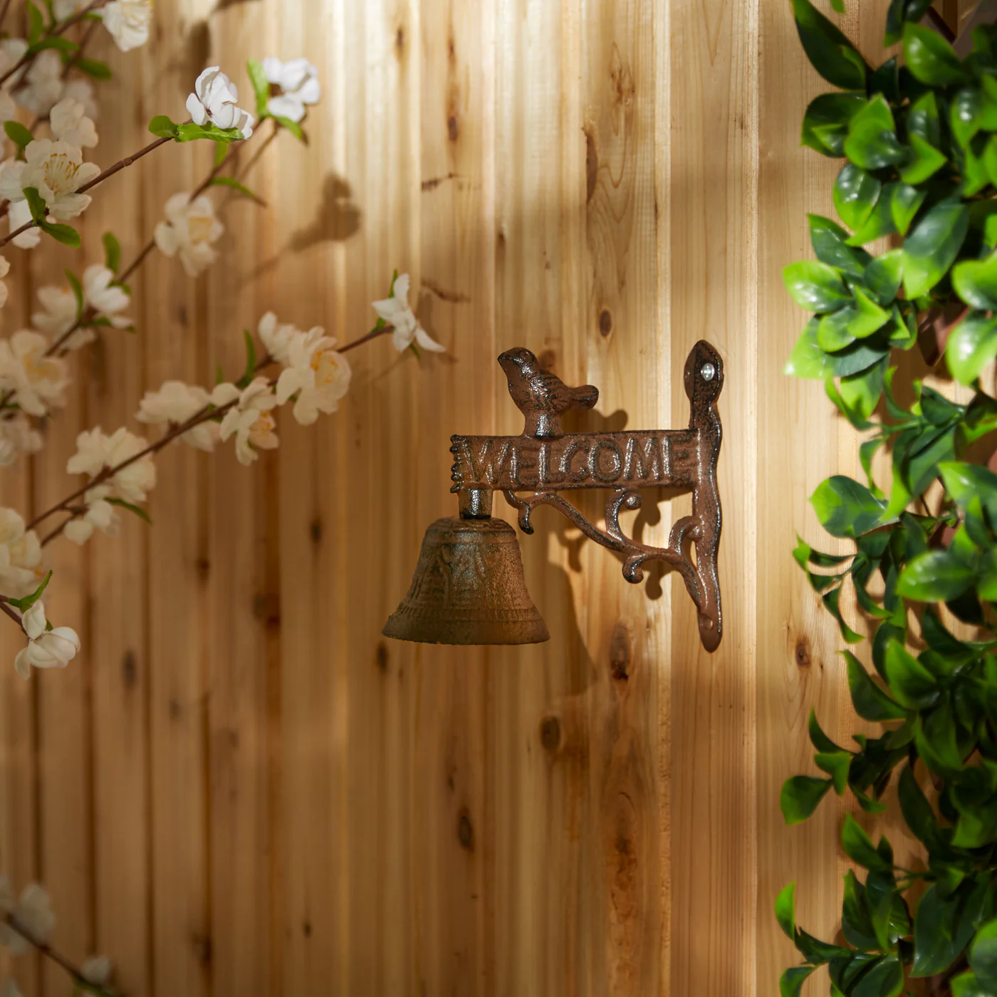 Vintage Cast Iron Bird Welcome Sign with Door Bell - Rustic Outdoor Home Decor