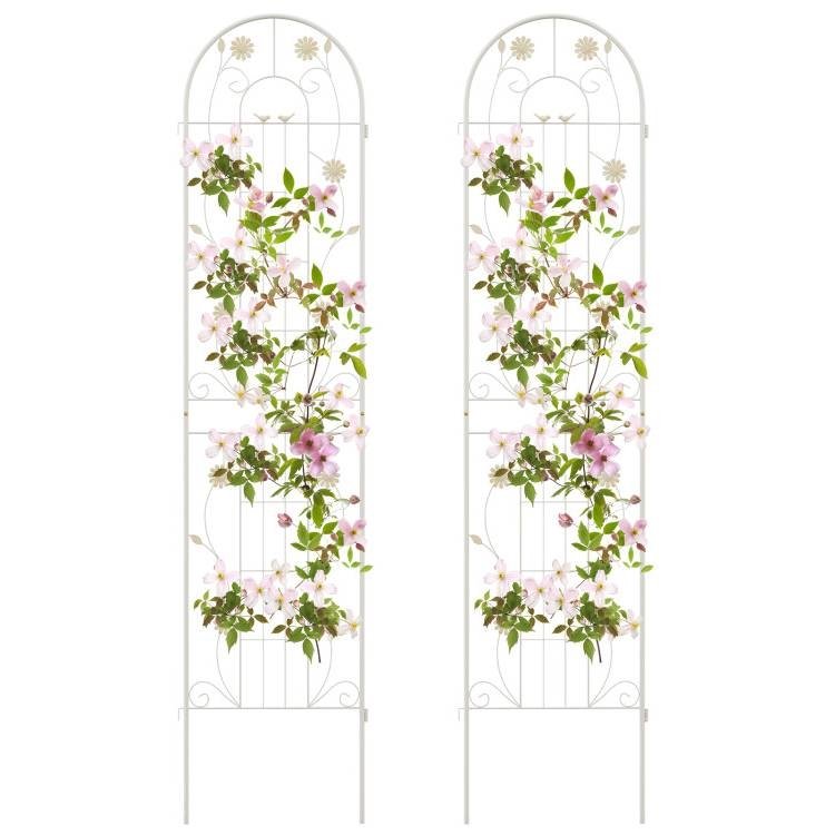 2 Pack - 7-ft Galvanized Steel Garden Trellis in White Metal Outdoor Finish