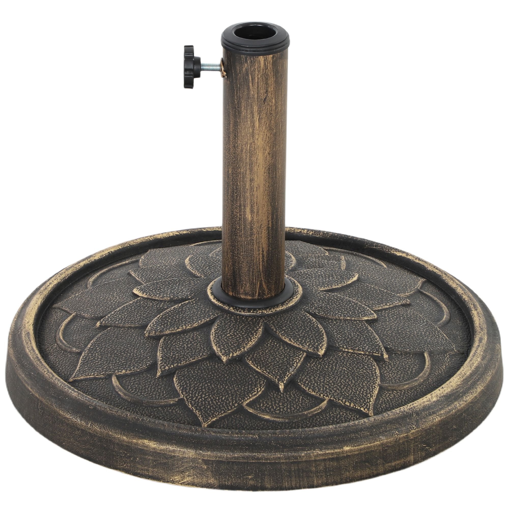 Outsunny Round Patio Umbrella Base, 26 lbs Resin Umbrella Stand Base, Heavy Duty Patio Umbrella Holder for 1.3"/1.5"/1.9" Umbrella Poles for Outd