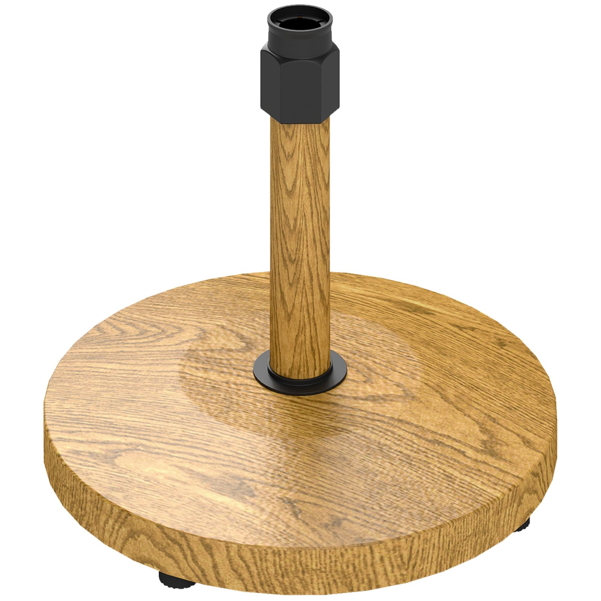 Outsunny Patio Umbrella Base Holder, Outdoor Umbrella Base with Wheels, Heavy Duty Patio Umbrella Stand Base for Garden, Poolside, Nature Wood
