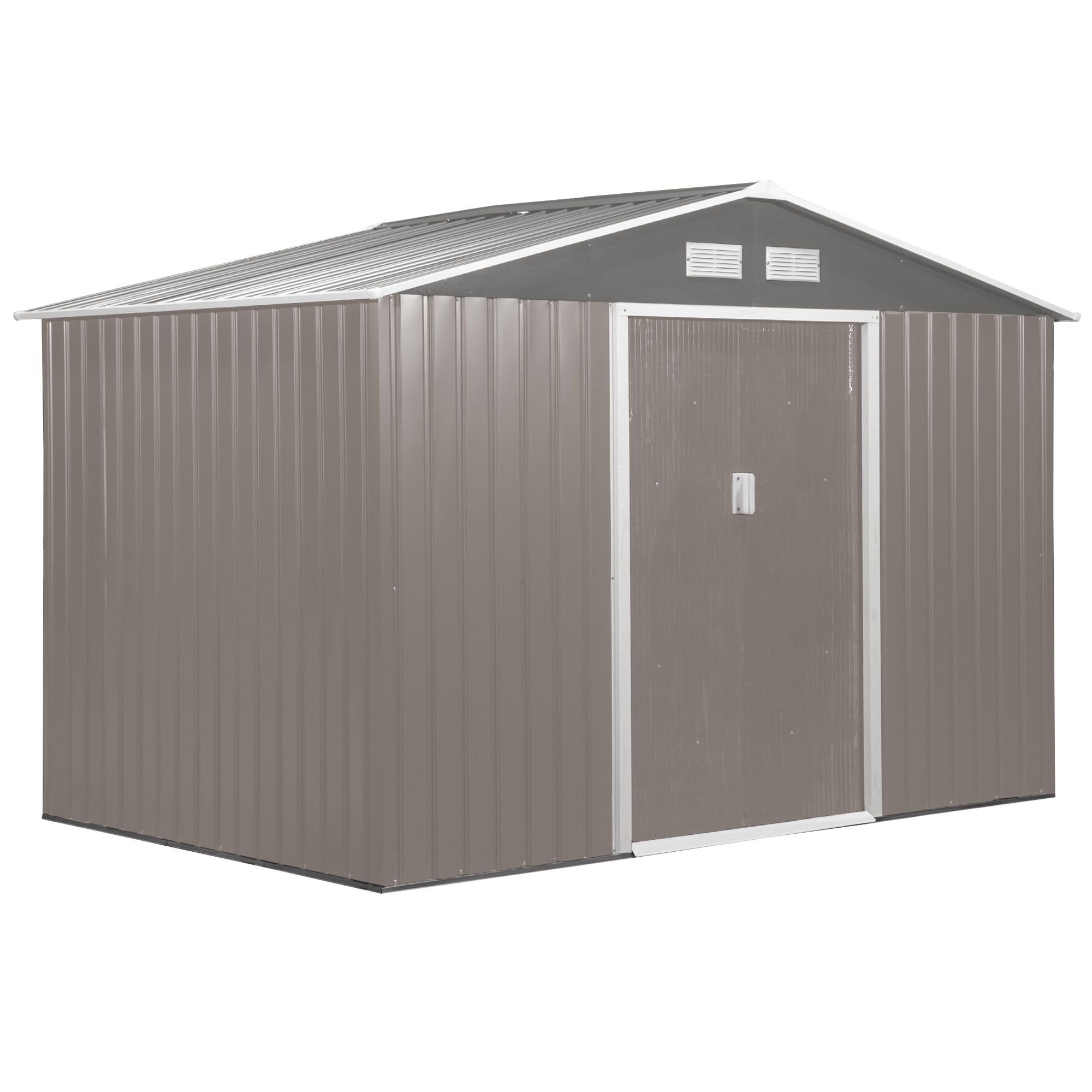 9x6 Metal Storage Shed, Tool Kit House with Foundation, 2 Sliding Door and 4 Vents, for Outdoor Backyard, Garden - Grey