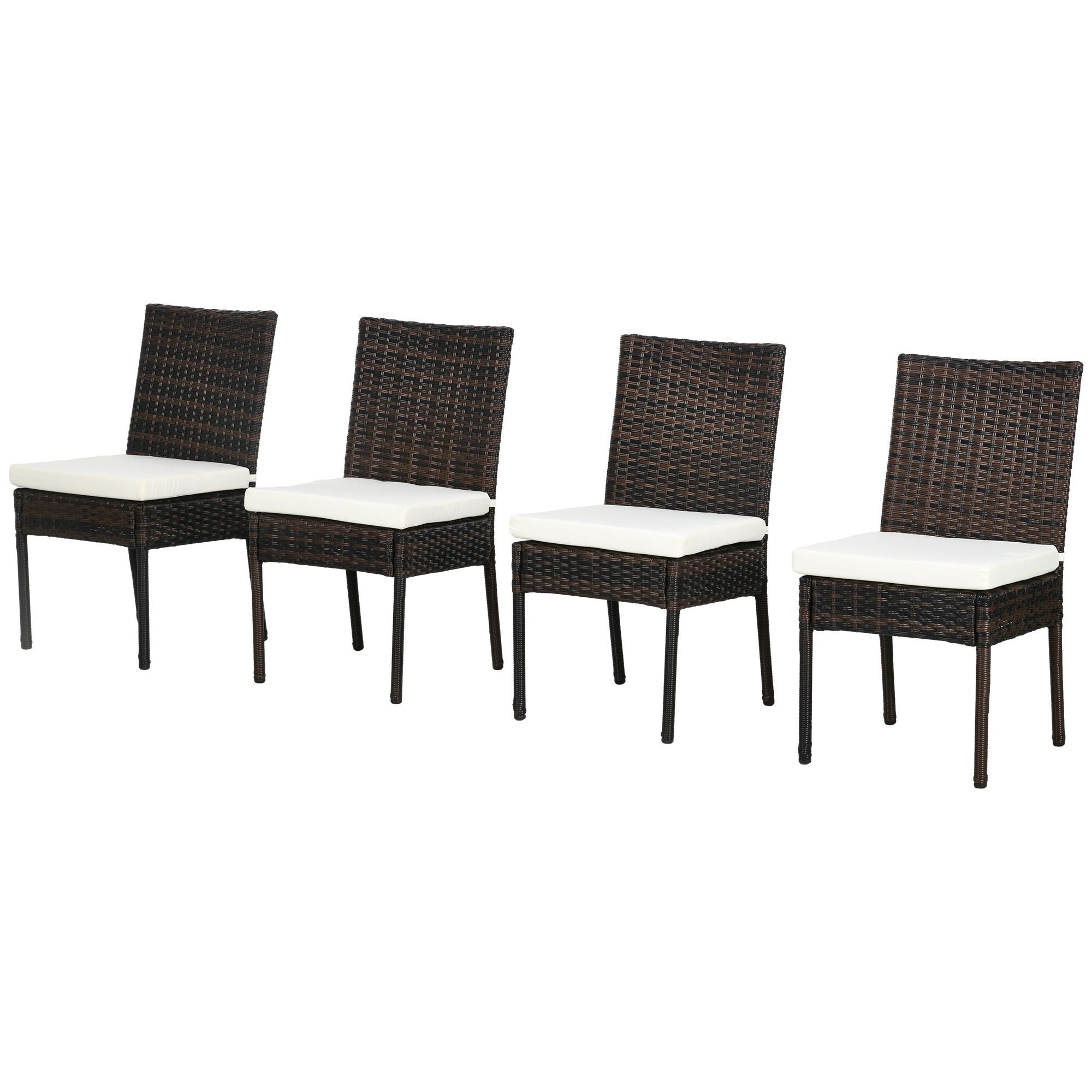 Backyard Bliss - Rattan Dining Chairs with White Cushions for Supreme Patio Comfort