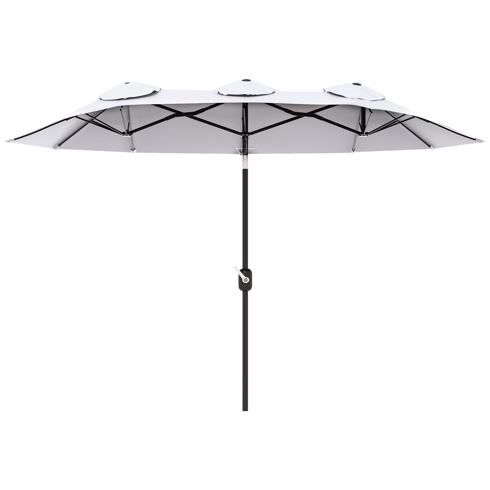 Outsunny 9.5' Double-Sided Patio Umbrella, Large Outdoor Market Umbrella with Push Button Tilt, Crank, 12 Ribs, for Garden, Deck, Pool