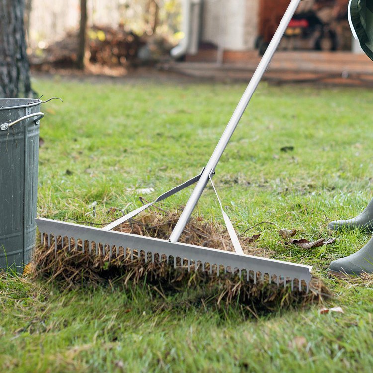 1PC Aluminum Rake with 36 Inch Wide Rake Head and 68 Inch Long Handle