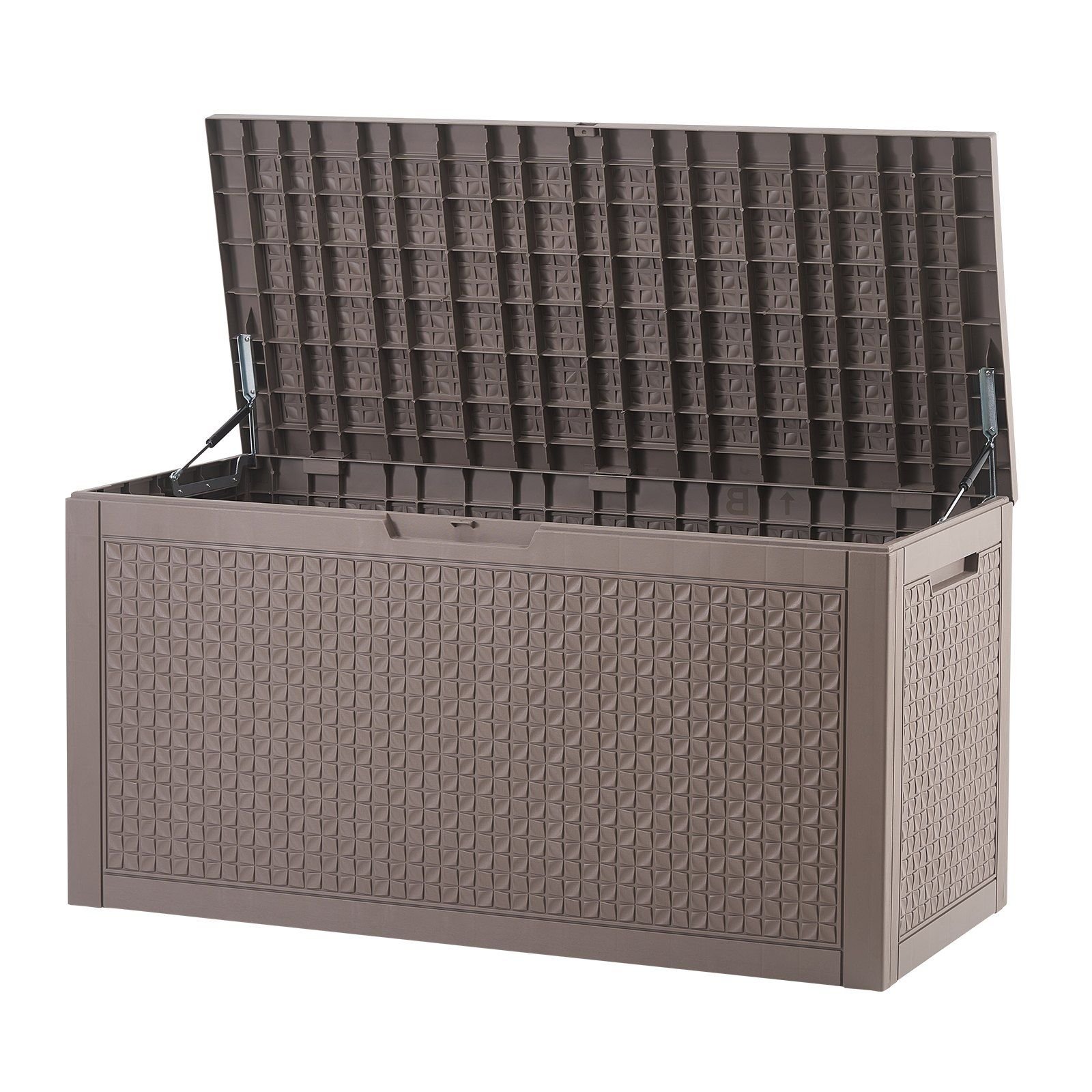 Outdoor Storage Box, 100 Gallon Resin Deck Box, Backyard Outside Toy and Towel Storage Cabinet Waterproof, for Patio Furniture Cushions, Garden T