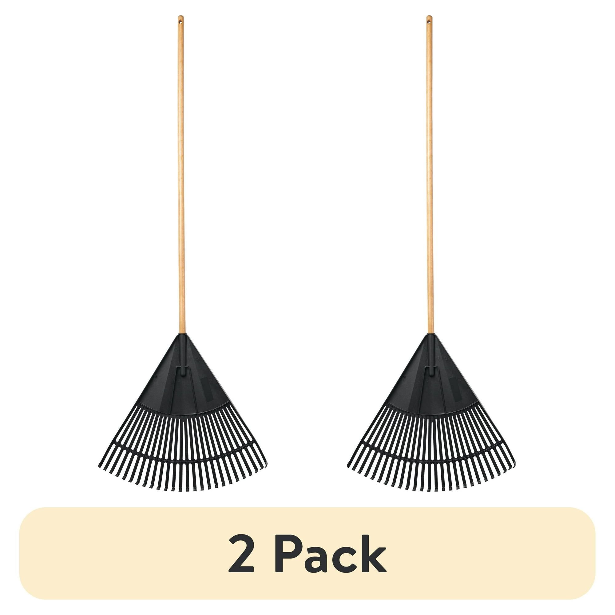 24-Inch Wood and Poly Leaf Rake – 2 Pack, Lightweight Garden Raking Tool