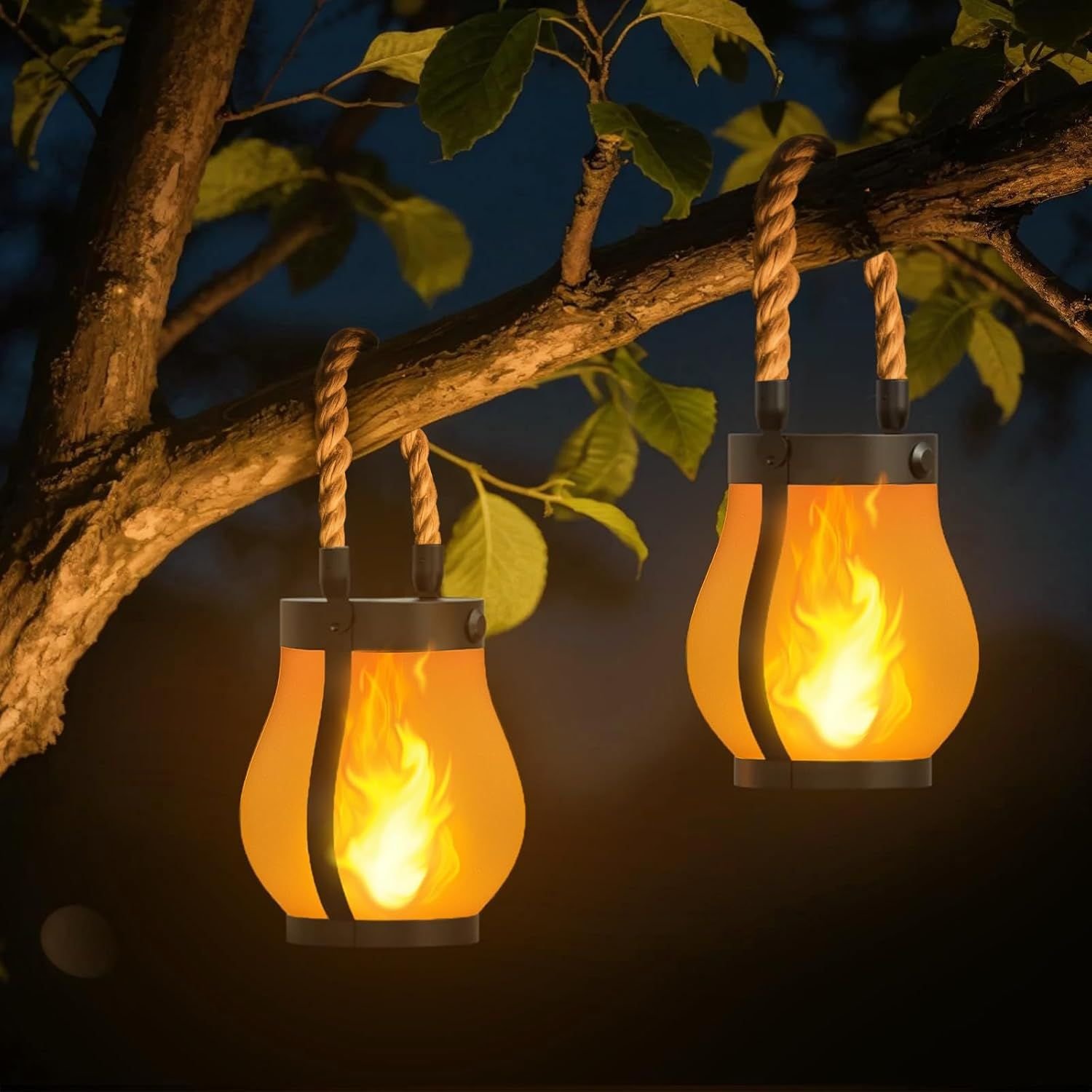 Hompavo Gen2 Solar Lanterns Outdoor Waterproof with Realistic Flickering Flame