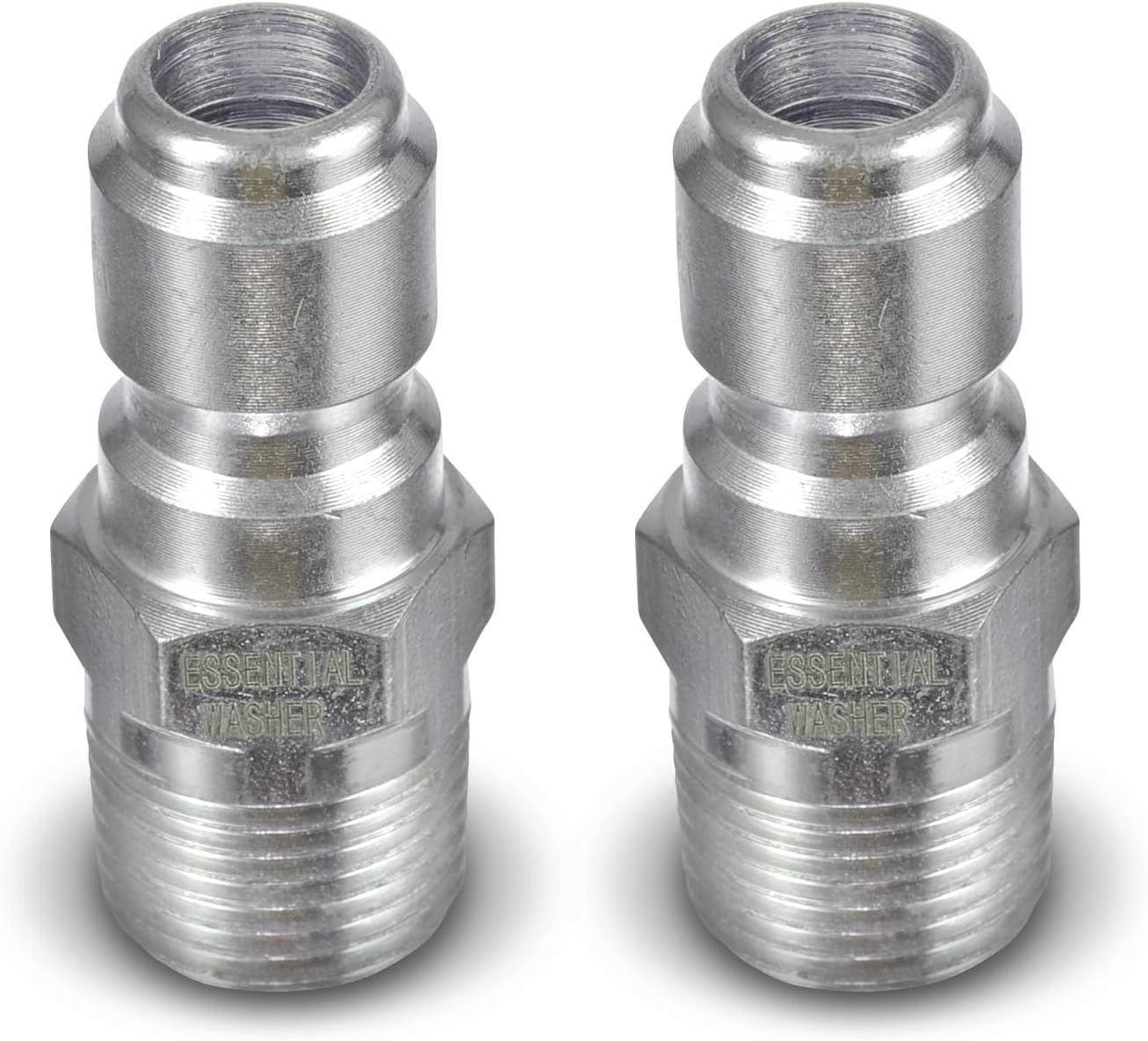 ESSENTIAL WASHER Plated Steel 3/8" Male Quick Connect Fittings Pressure Washer - Pressure Washer Plugs, 4200 PSI, 2 Pack