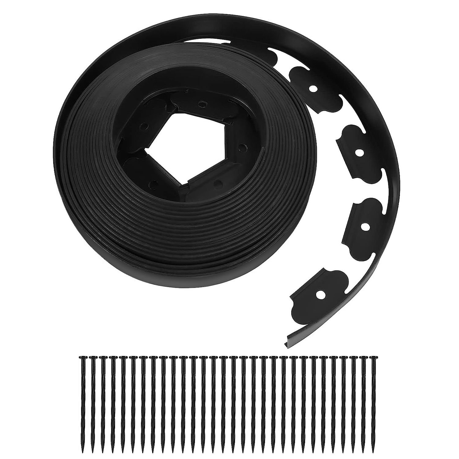 No-dig Garden Edging Kit 32.8FT Plastic Garden Border with 30 Stakes 2In Tall Border Edging for Garden Lawn Yard Flower Beds