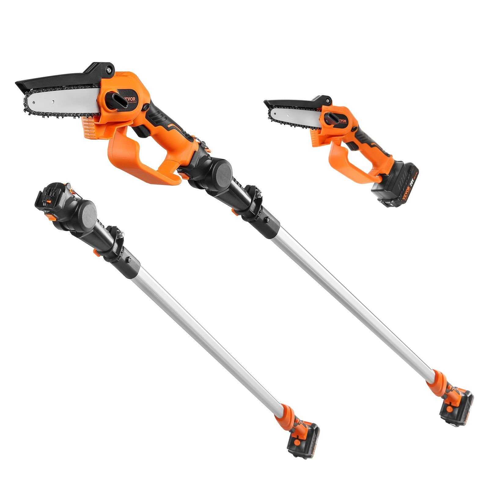 VEVOR 2-in-1 Cordless Pole Saw & Mini Chainsaw, 20V 2Ah Battery Pole Chainsaw