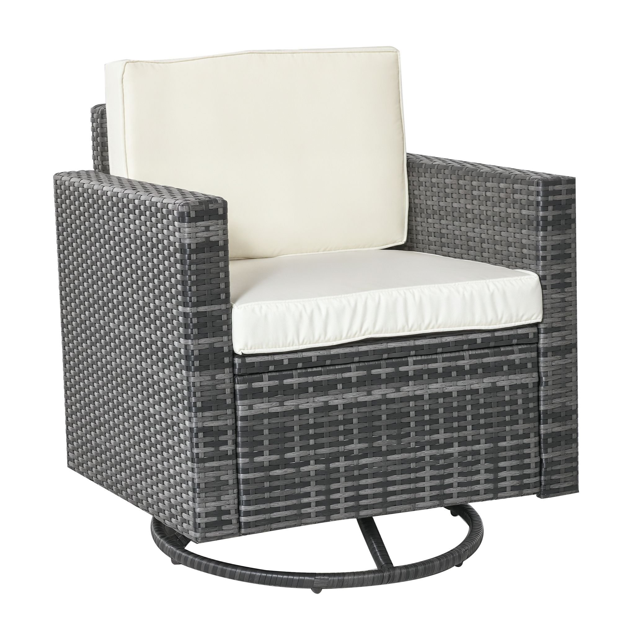 Outdoor Swivel Rocker, PE Wicker Dining Chair, 360 Degree Swivel Patio Glider with Cushions for Backyard, Lawn, Garden, Deck, Porch, Steel Frame