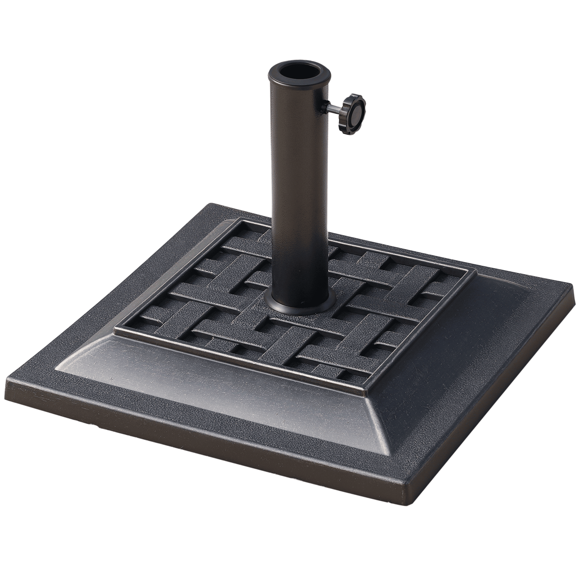 Outsunny 20 lbs Patio Market Umbrella Base Stand Resin Parasol Holder Square with Beautiful Decorative Pattern & Easy Setup, forø1.5",ø1.89" Pole