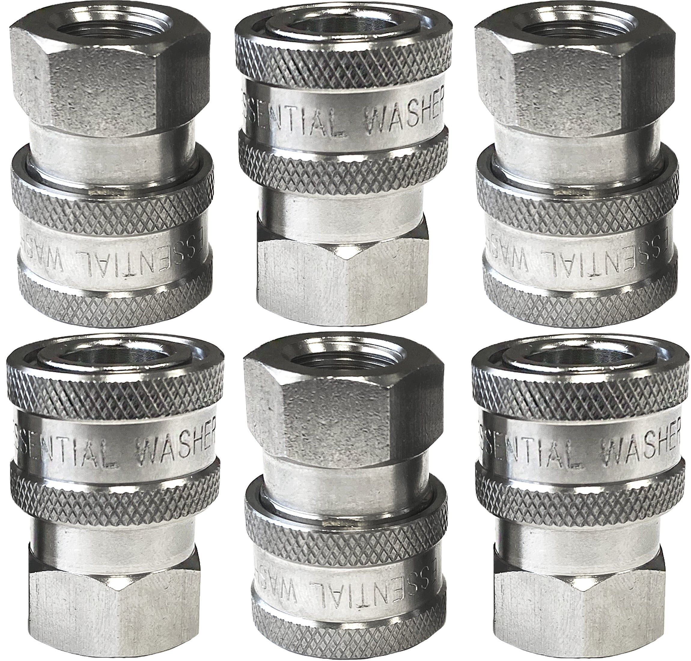 Pressure Washer Stainless Steel 1/4' Quick Connect Female NPT Fittings (Amount in Packs: Set Of 6)