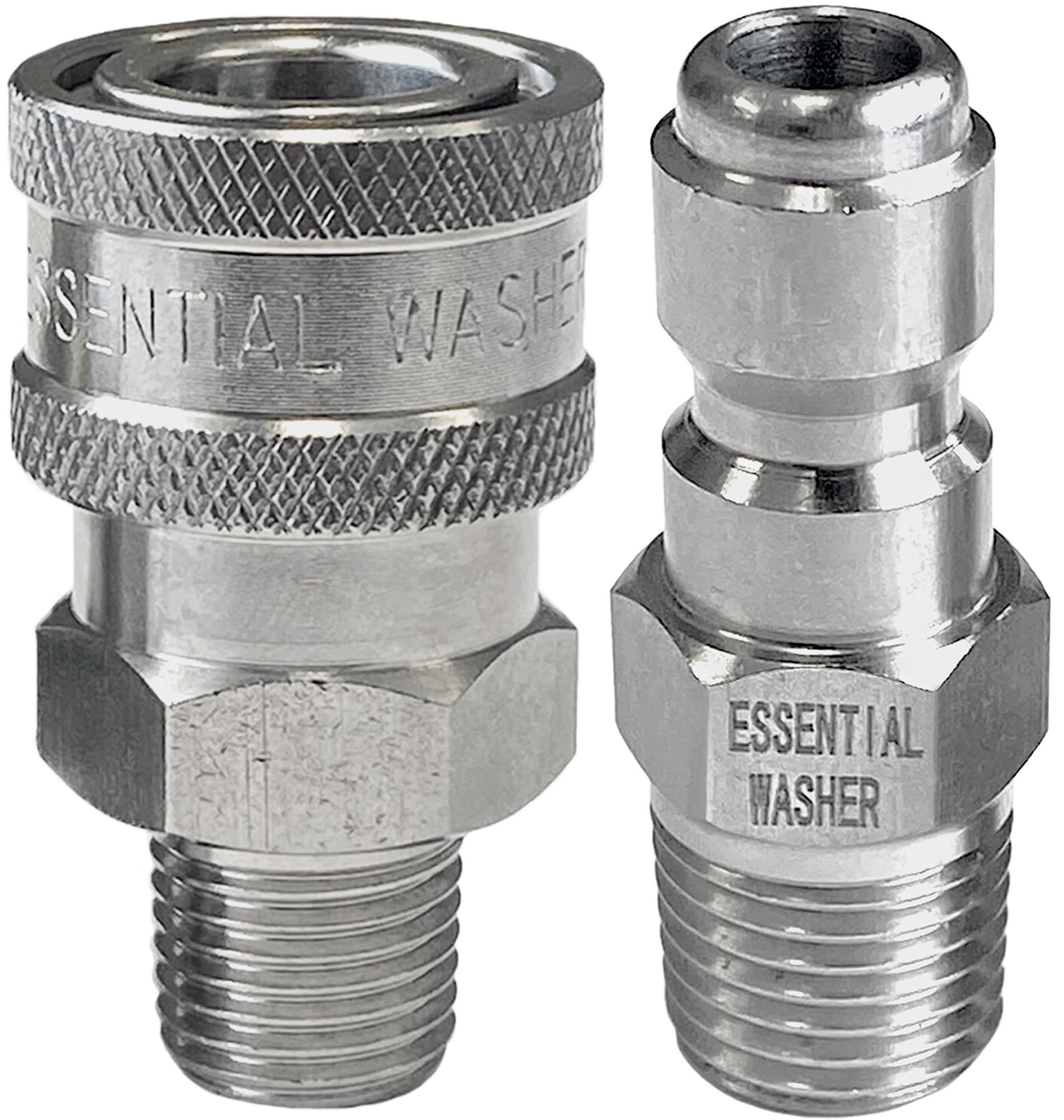 Pressure Washer Fittings Stainless Steel Quick 1/4 Inch Connect Coupler Socket/Plug Adapter Set (Style Type Set: 1/4" MPT)