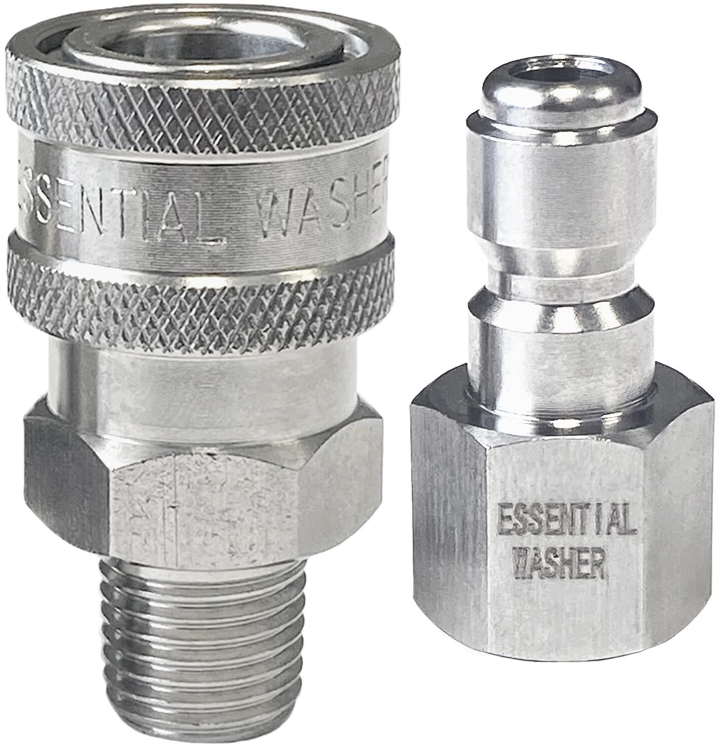 Pressure Washer Fittings Stainless Steel Quick 1/4 Inch Connect Coupler Socket/Plug Adapter Set (Style Type Set: 1/4" MPT/FPT)