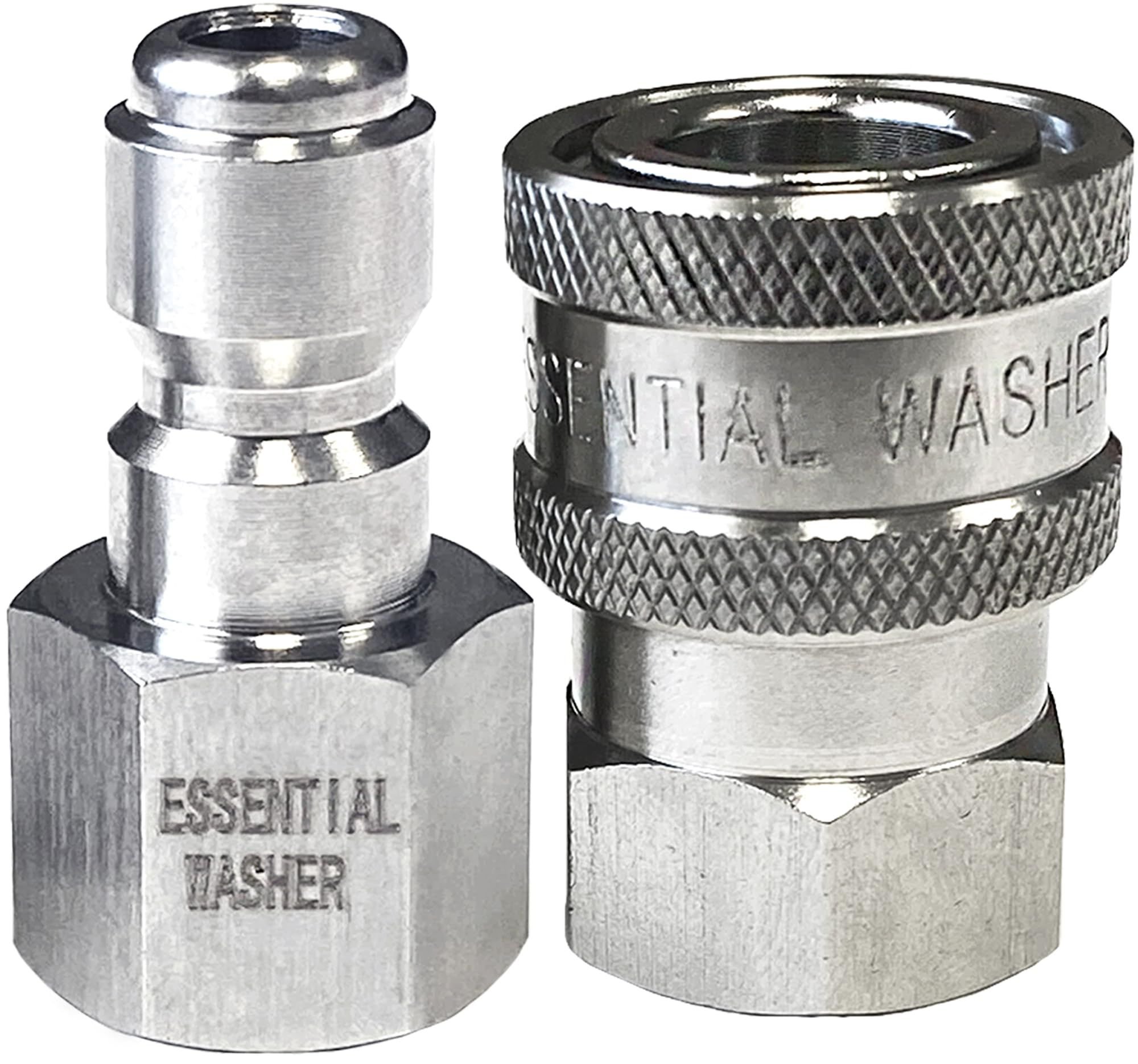 Pressure Washer Fittings Stainless Steel Quick 1/4 Inch Connect Coupler Socket/Plug Adapter Set (Style Type Set: 1/4" FPT)