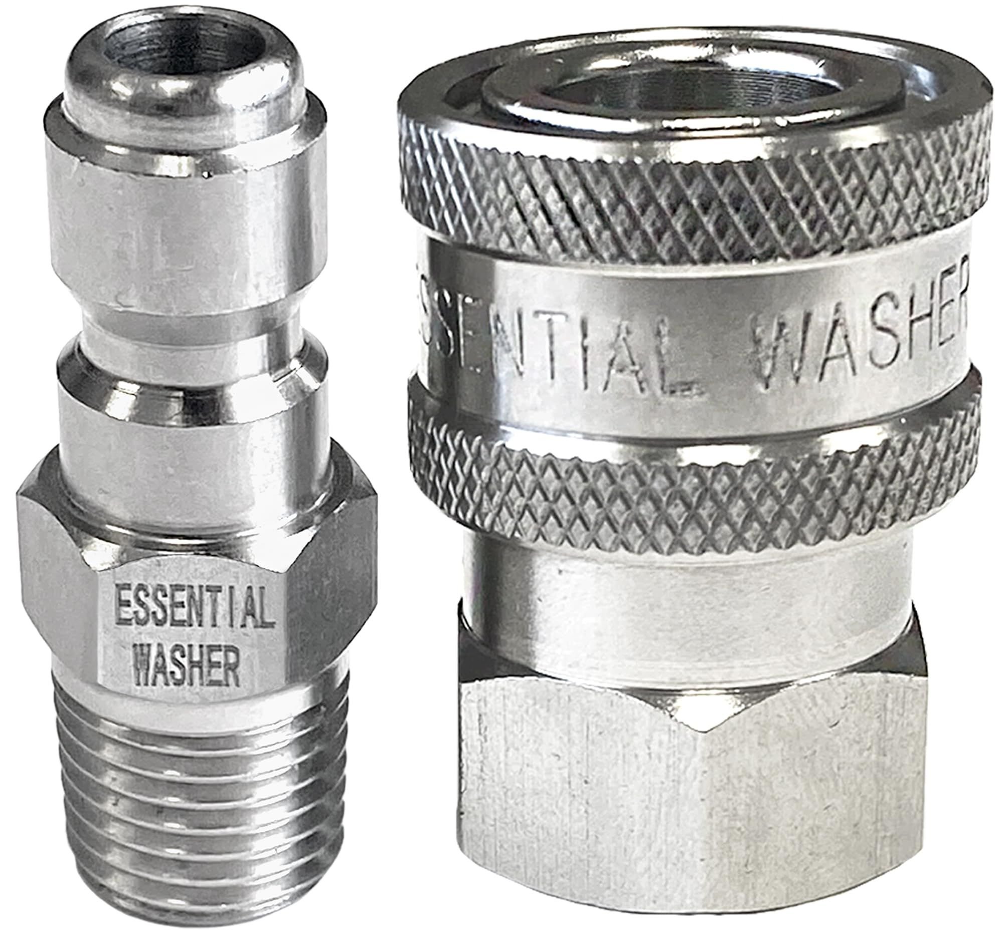 Pressure Washer Fittings Stainless Steel Quick 1/4 Inch Connect Coupler Socket/Plug Adapter Set (Style Type Set: 1/4" FPT/MPT)