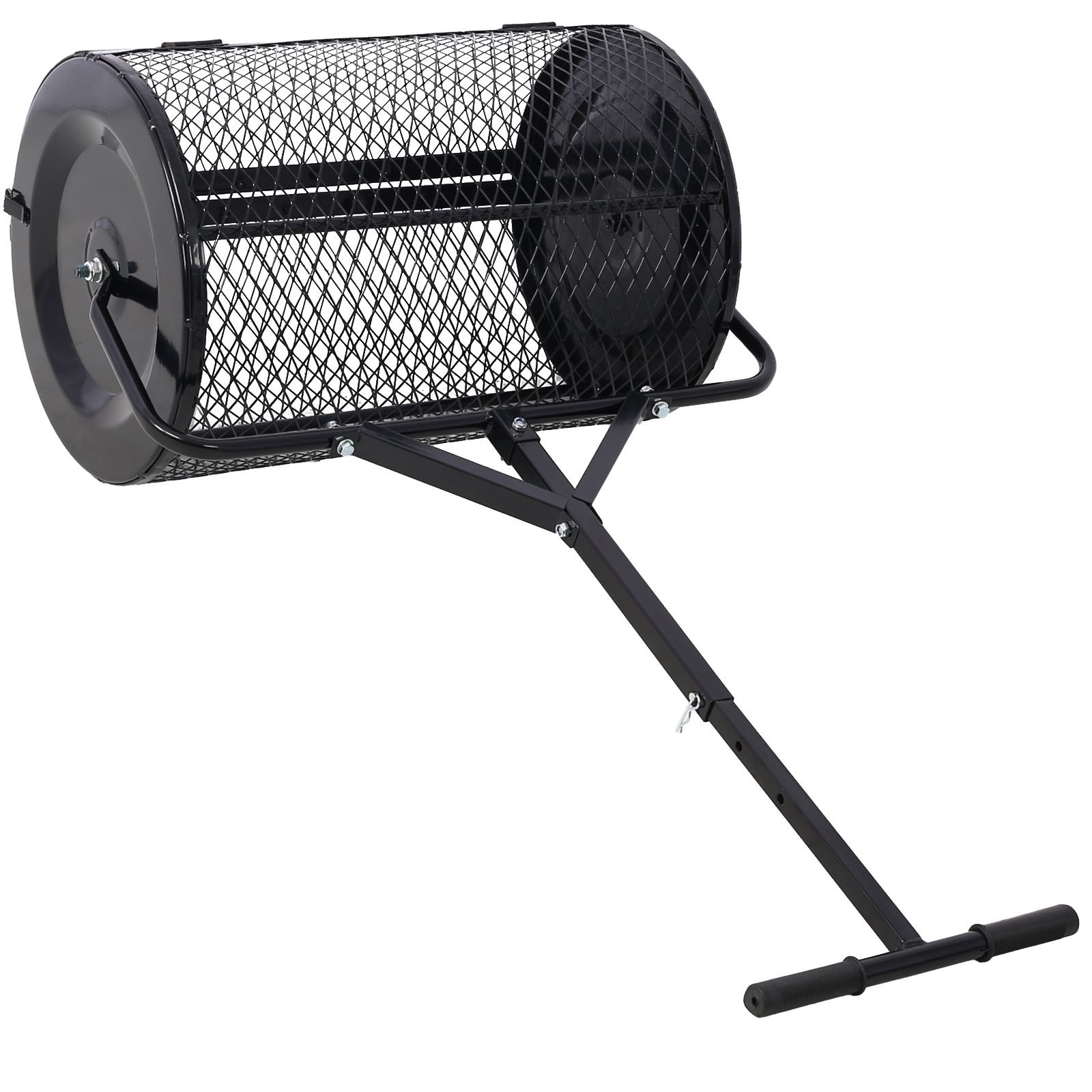 Peat Moss Spreader 24inch,Compost Spreader Metal Mesh,T shaped Handle for planting seeding,Lawn and Garden Care Manure Spreaders Roller (Color: as Pic)