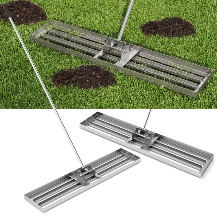 Lawn Leveling Rake 46 x 10 Inch Heavy Duty Lawn Level Tool for Soil (Select: 46 x 10 Inch, Color: Silver)