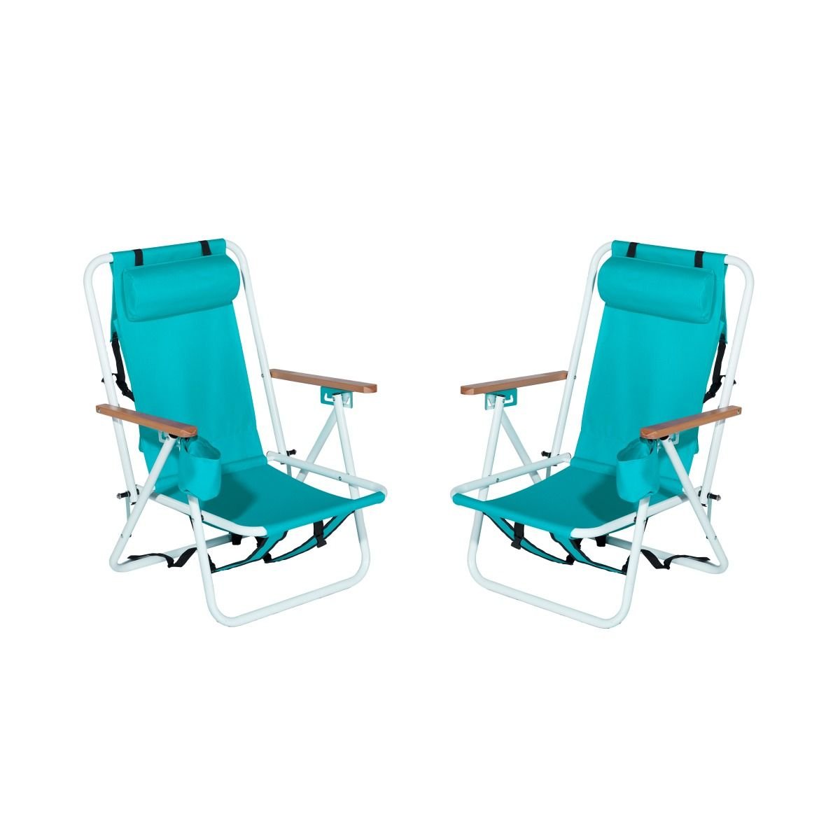 2PFCS Folding Beach Chairs 23"x21.7"x31.5" 4-Position Adjustable Steel Frame Oxford Cloth 264lbs Capacity Lightweight Portable Outdoor Lounge Cha (Color: Gray)