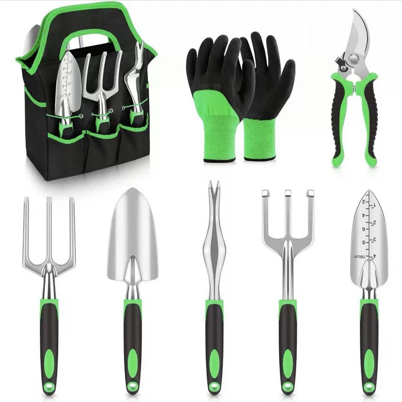 Garden Tools Set, 8 Piece Gardening Tools Set With Non Slip Ergonomic Handle, Heavy Duty Garden Tool Set With Storage Bag, Gardening Kit For Women, Ga (Option: Green)